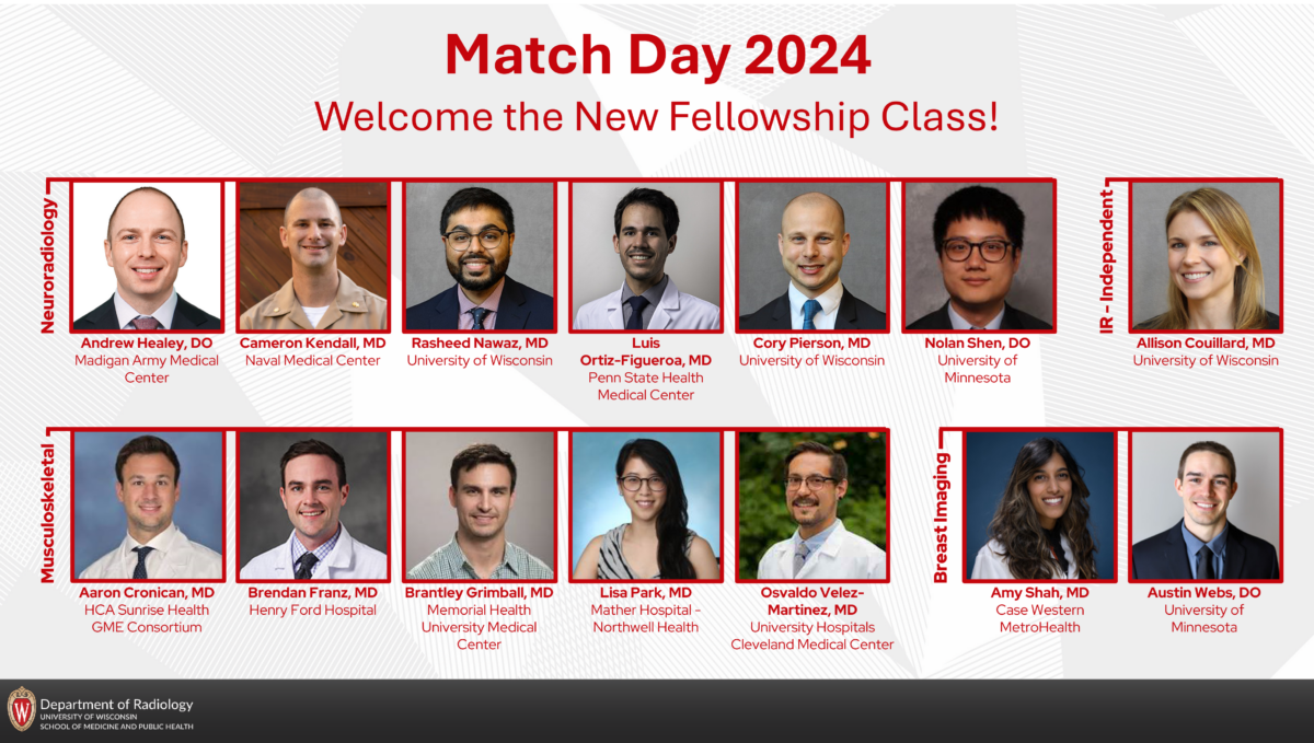 Fellowship class of 20252026 announced Department of Radiology UW