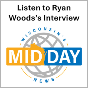 logo of Wisconsin's Midday News with prompt to click to listen to audio interview